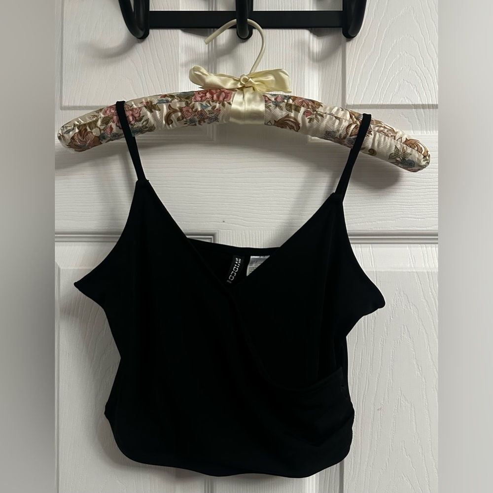 H&M Black Draped Cami